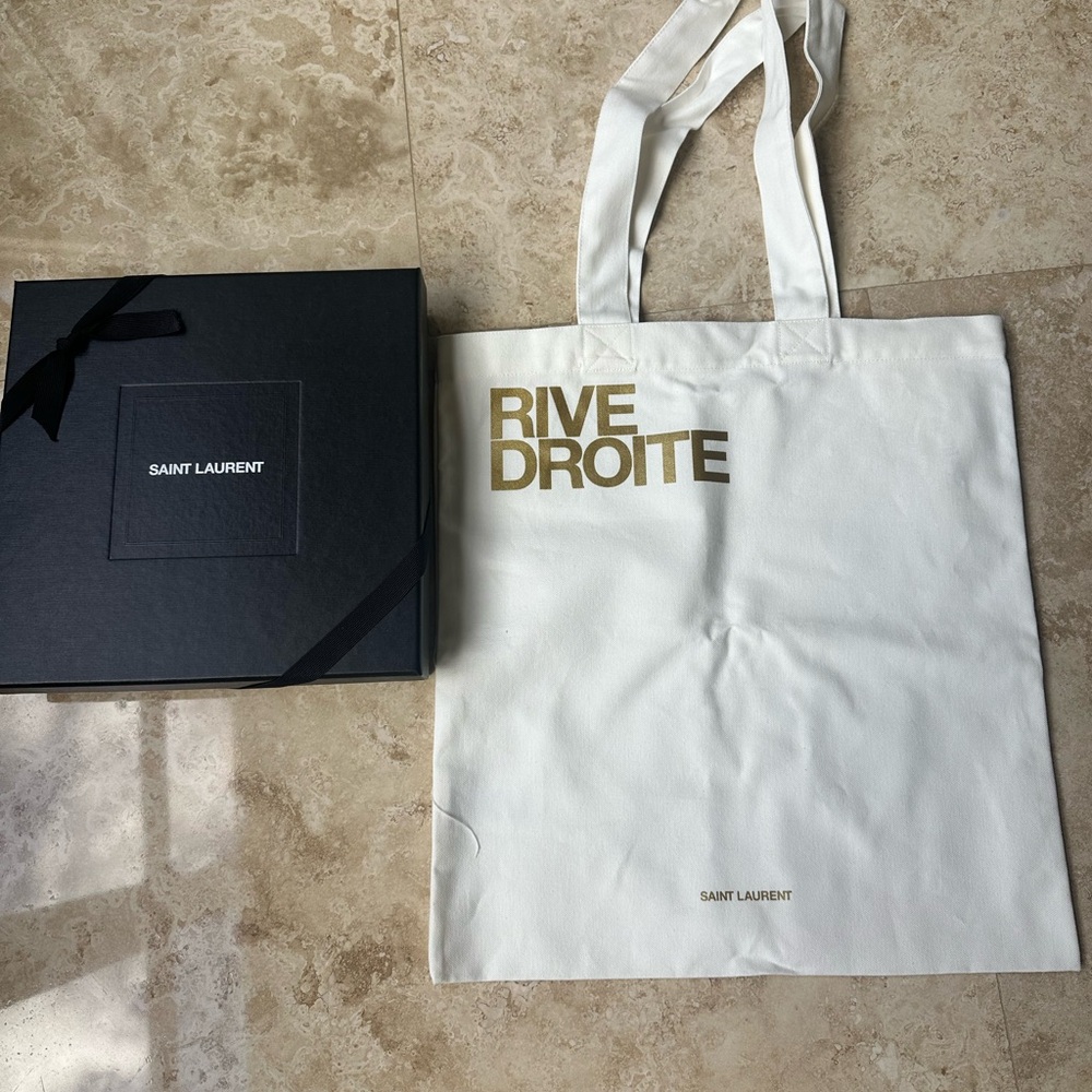Saint Laurent White Rive Droite Tote Bag